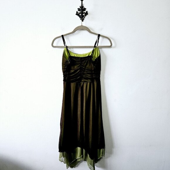 Vtg Mariposa Fairy Midi Dress Size M Green Sheer Layered Y2K Fairycore Whimsical - Picture 3 of 7